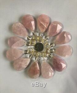 Rock Crystal Chandelier Pendants Prisms Rose Quartz Full Cut Withbead 56mm 12pcs