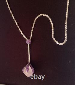 Rodney Raynor amethyst and diamond rose quartz python pendant with chain