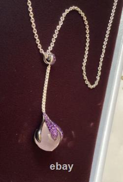 Rodney Raynor amethyst and diamond rose quartz python pendant with chain