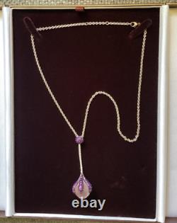 Rodney Raynor amethyst and diamond rose quartz python pendant with chain