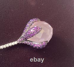 Rodney Raynor amethyst and diamond rose quartz python pendant with chain