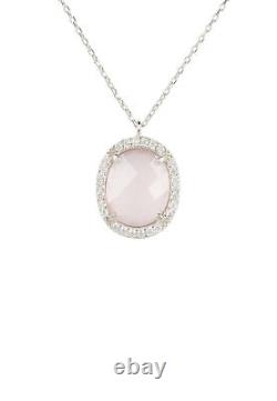 Rose Beatrice Oval Gemstone Pendant Silver Rose Quartz Necklace Jewellery Gift