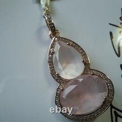 Rose Gold Plated on Silver, CZ and Rose Quartz Pendant by Thomas Sabo