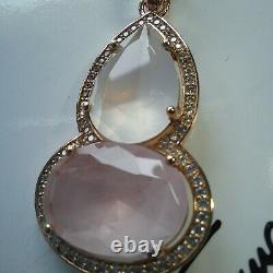 Rose Gold Plated on Silver, CZ and Rose Quartz Pendant by Thomas Sabo