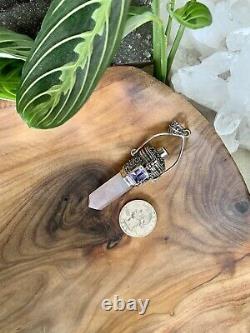 Rose Quartz Amethyst Handmade Pendant Gem Jewelry Sage Yogi Container Silver
