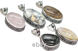 Rose Quartz And Other Gemstone Handmade Designer Necklace Pendant Mix Lot