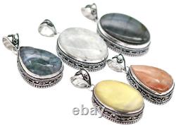 Rose Quartz And Other Gemstone Handmade Designer Necklace Pendant Mix Lot