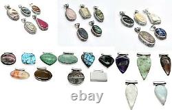 Rose Quartz And Other Gemstone Handmade Necklace Pendant Mix Lot In Mix Design