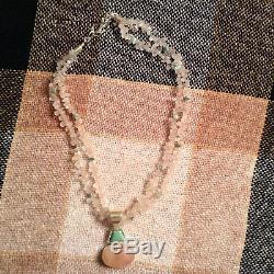 Rose Quartz And Variscite Sterling Silver Pendant Necklace