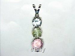 Rose Quartz, Aquamarine, Green Garnet Multi Stone Necklace, Faceted Engagement