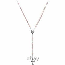 Rose Quartz Bead Rosary In Sterling Silver