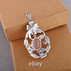 Rose Quartz Big Pendant Silver Gemstone 925 Sterling Jewelry Handmade Natural