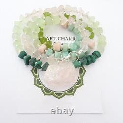 Rose Quartz Crystal Gemstone Necklace Heart Chakra Amazonite Malachite Prehnite