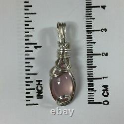 Rose Quartz Crystal Pendant Heart Sterling Silver Romance Healing 22S2-8 Z
