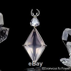 Rose Quartz & Danburite Crystal Ascension Star Pendant. 925 SS Synergy 12 Stone