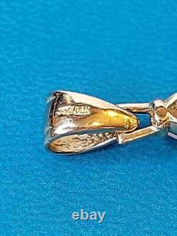 Rose Quartz & Diamond Cross Pendant In 14kt Gold