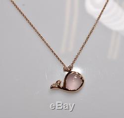 Rose Quartz & Diamond Fish Necklace 18K Rose Gold