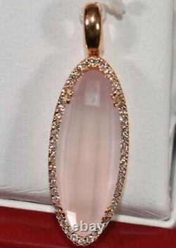 Rose Quartz & Diamond Pendant in 18k Rose Gold
