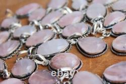 Rose Quartz Gemstone 925 Silver Plated Wholesale Lot Designer Pendant For Gift