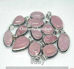 Rose Quartz Gemstone 925 Sterling Silver Plated Wholesale Designer Pendant Lot