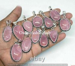 Rose Quartz Gemstone 925 Sterling Silver Plated Wholesale Designer Pendant Lot