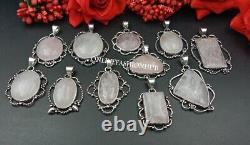 Rose Quartz Gemstone 925 Sterling Silver Plated Wholesale Lot Designer Pendants