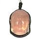 Rose Quartz Gemstone Carved Buddha Head Pendant Natural Diamond Pave 925 Silver
