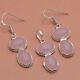 Rose Quartz Gemstone Earring & Pendant Set 925 Sterling Silver Plated Jewelry 01