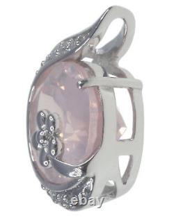 Rose Quartz Gemstone Flower Sterling Silver 925 Pendant + Chain