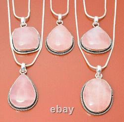 Rose Quartz Gemstone Handmade Pendant Wholesale Lot Pendant Chain Necklace
