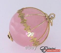 Rose Quartz Globe, Yellow Gold Pendant