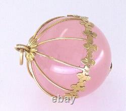 Rose Quartz Globe, Yellow Gold Pendant