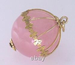 Rose Quartz Globe, Yellow Gold Pendant