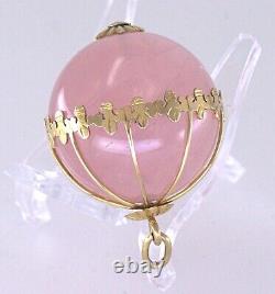 Rose Quartz Globe, Yellow Gold Pendant