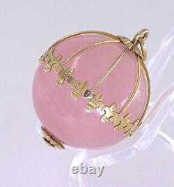 Rose Quartz Globe, Yellow Gold Pendant