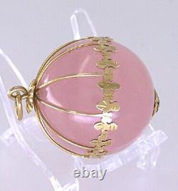 Rose Quartz Globe, Yellow Gold Pendant