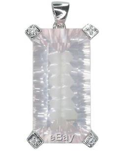 Rose Quartz Huge Large Gemstone Sterling Silver Pendant + Long Chain