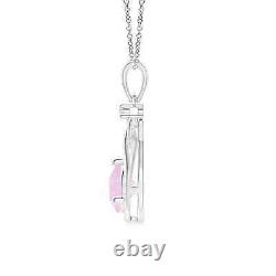 Rose Quartz Knotted Heart Pendant with Diamond in Silver