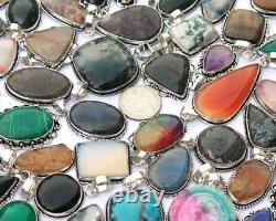 Rose Quartz & Mix Gemstone 925 Sterling Silver Plated Wholesale Fancy Pendants