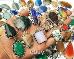 Rose Quartz & Mix Gemstone 925 Sterling Silver Plated Wholesale Fancy Pendants