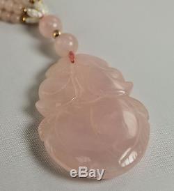 Rose Quartz Necklace 32 long with pendant