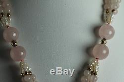 Rose Quartz Necklace 32 long with pendant