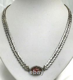 Rose Quartz Pendant Detailed V Link Chain Necklace in Sterling Silver#39