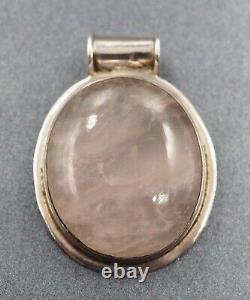 Rose Quartz Pendant with Sterling Silver Surround