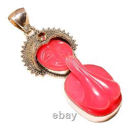 Rose Quartz Praying Lady 925 Sterling Silver Pendant 3.25 S2023