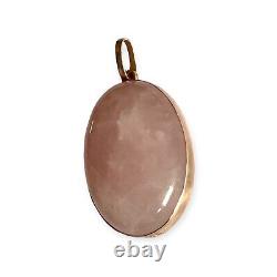 Rose Quartz Rose Gold Pendant, 9ct Solid Rose Gold