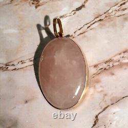 Rose Quartz Rose Gold Pendant, 9ct Solid Rose Gold