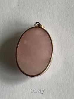 Rose Quartz Rose Gold Pendant, 9ct Solid Rose Gold