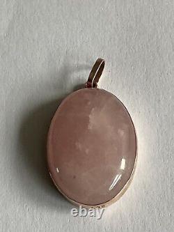 Rose Quartz Rose Gold Pendant, 9ct Solid Rose Gold