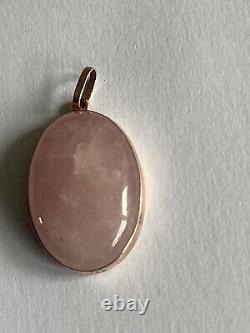 Rose Quartz Rose Gold Pendant, 9ct Solid Rose Gold